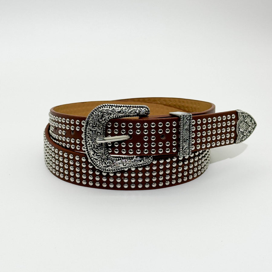 Coffee western studded belt