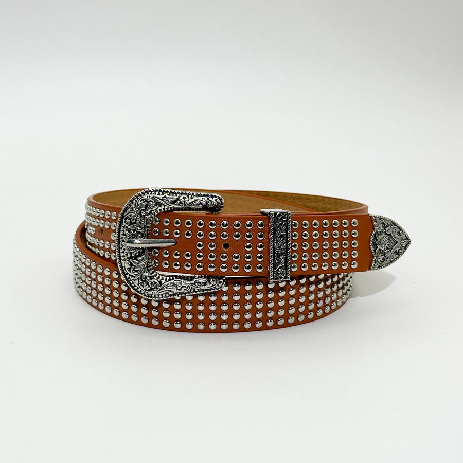 Camel western studded belt