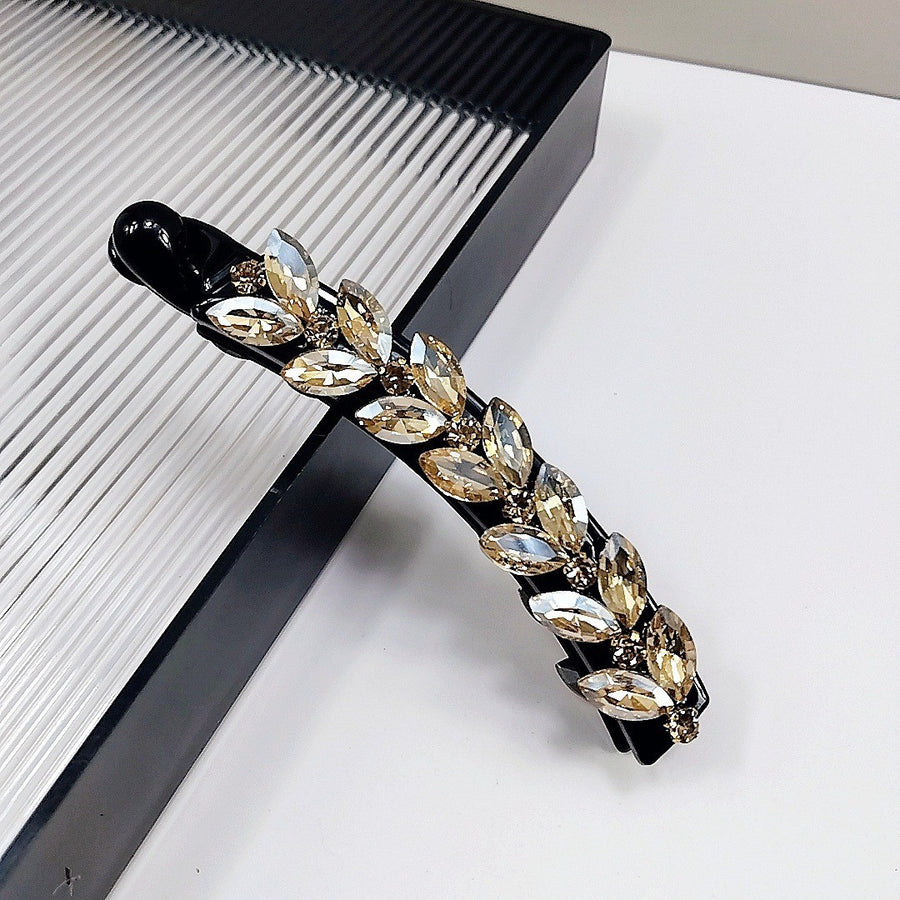 Champagne crystal leaf barrette