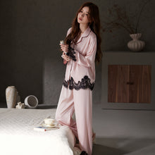 Lace-Trim Satin Pajama Set