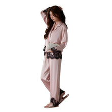 Lace-Trim Satin Pajama Set