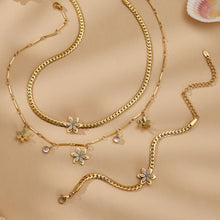 Gold Flower Zircon Necklace