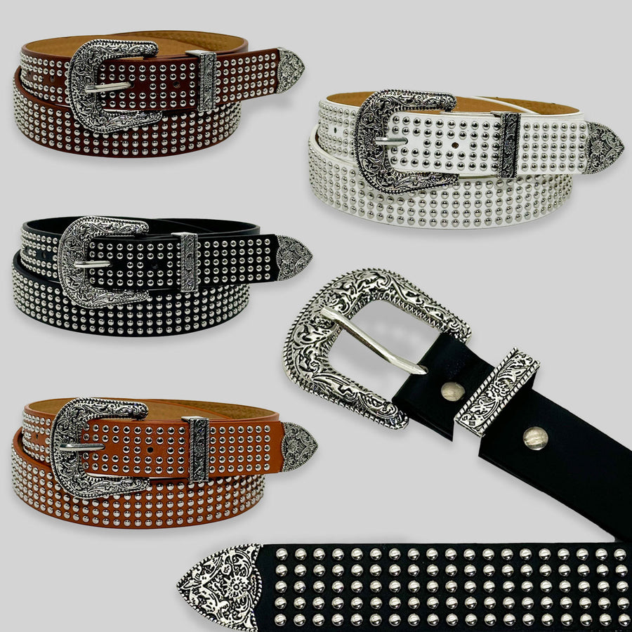 Western studded belts in four colors