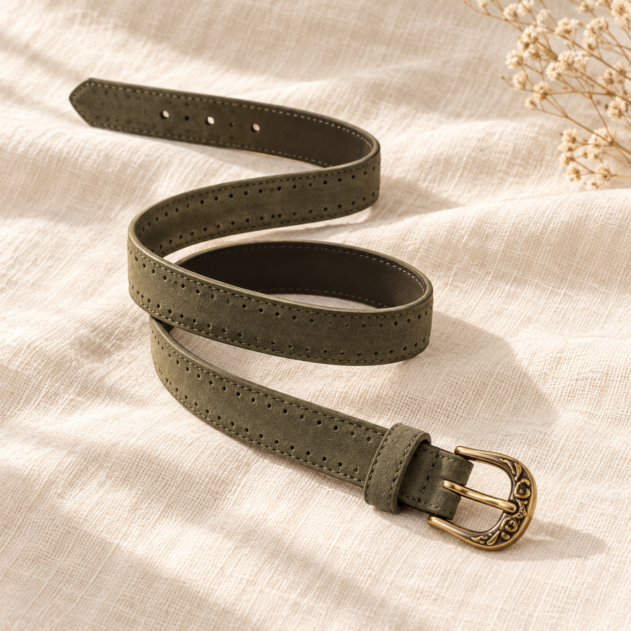 Vintage Textured Skinny Belt