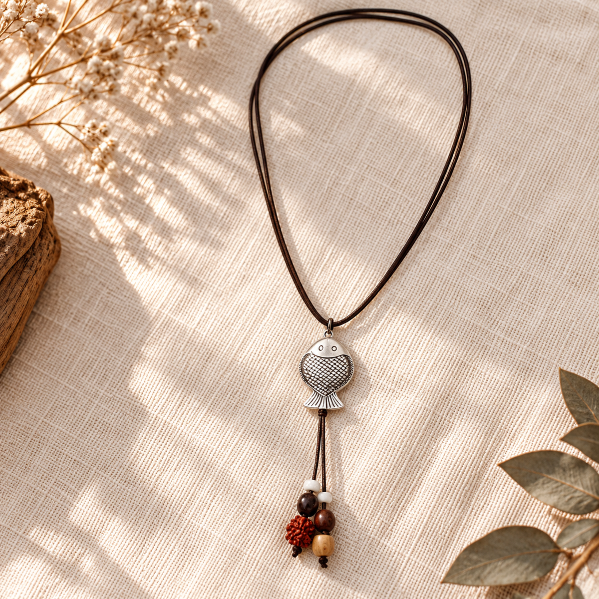 Fish Pendant Cord Necklace