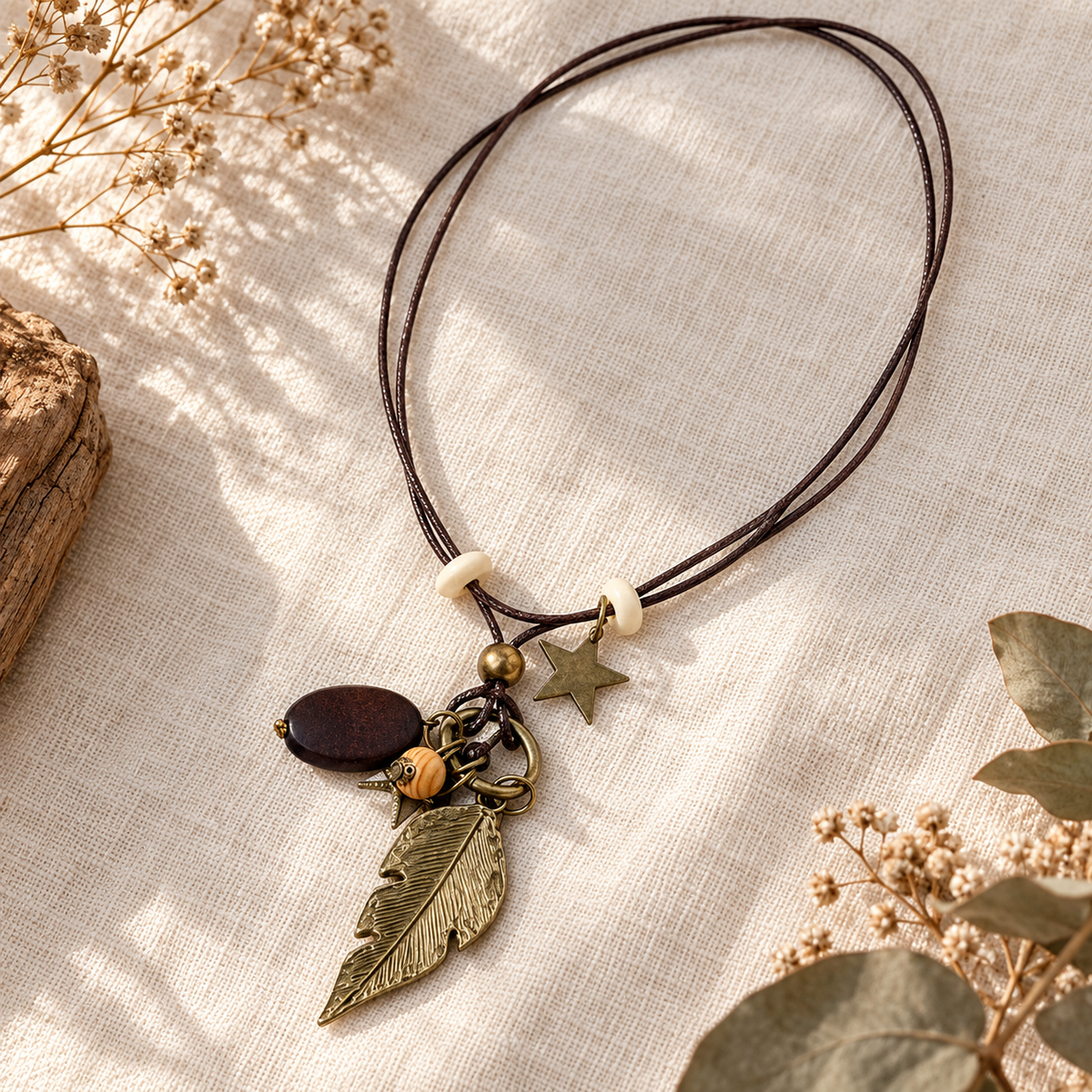 Antique-Tone Leaf Pendant Necklace