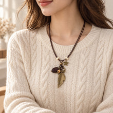 Antique-Tone Leaf Pendant Necklace