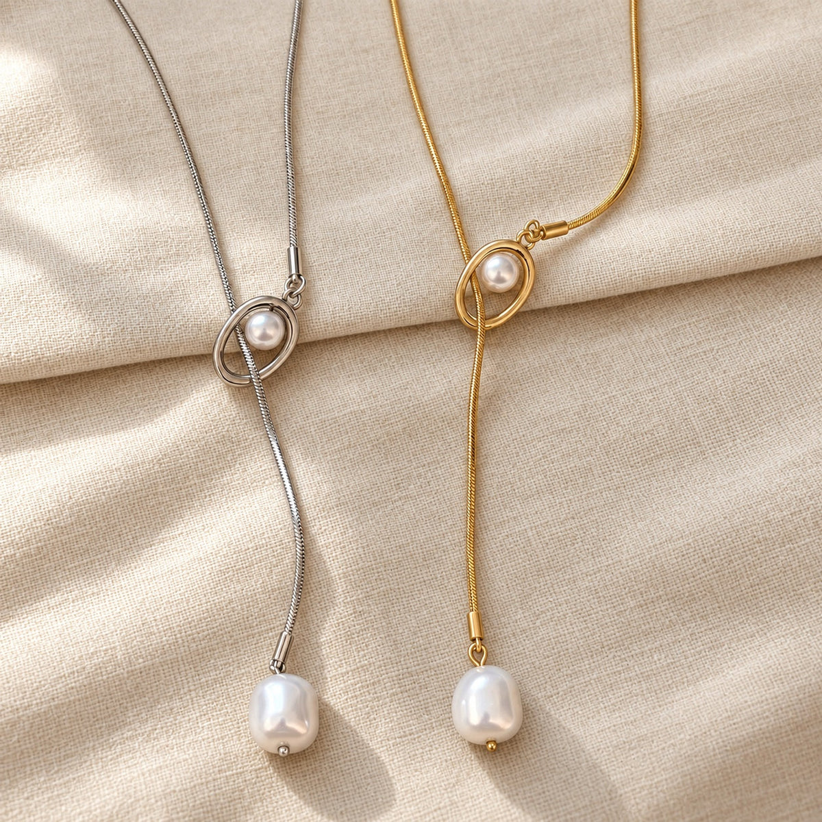 Pearl-Look Lariat Necklace