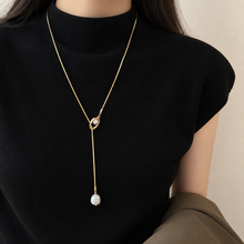Pearl-Look Lariat Necklace